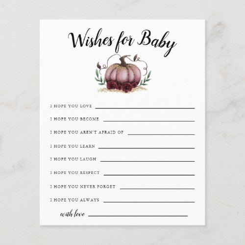 Pink Little Pumpkin Wishes for Baby Card