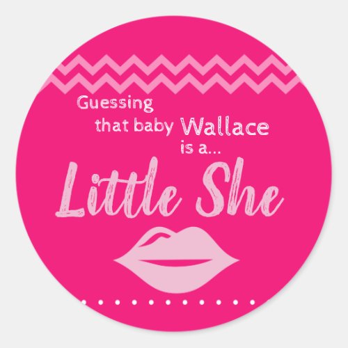 Pink Little She Gender Reveal Classic Round Sticker