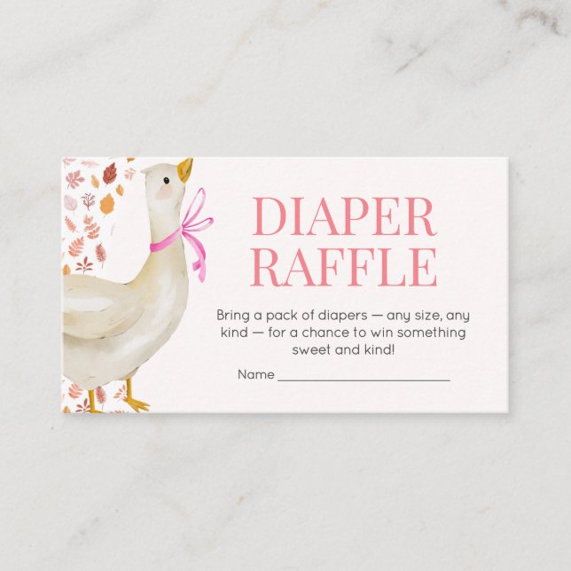 Pink Little Silly Goose Baby Shower Diaper Raffle Enclosure Card (Front)