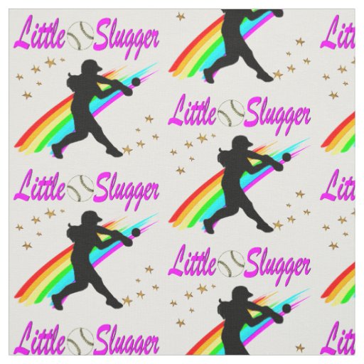 PINK LITTLE SLUGGER SOFTBALL GIRL DESIGN FABRIC