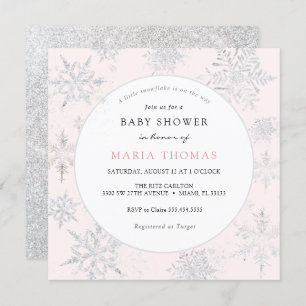 Pink Little Snowflake Baby Shower Invitation