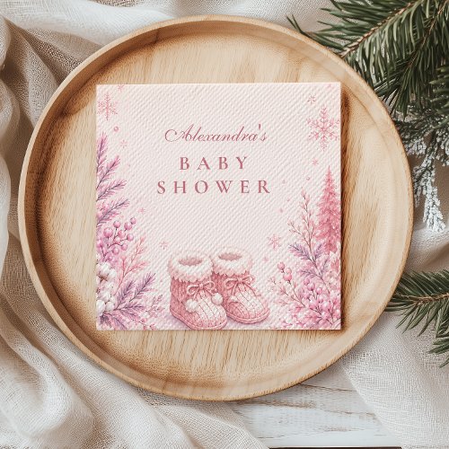 Pink Little Snowflake Baby Shower Napkins