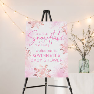 Pink Little Snowflake Baby Shower Welcome Sign