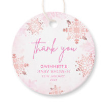 Pink Little Snowflake Girl Baby Shower  Favor Tags