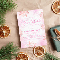 Pink Little Snowflake Girl Baby Shower Invitation