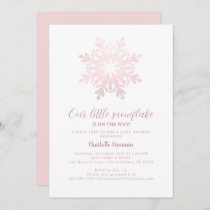 Pink Little Snowflake Is On The Way Baby Shower Invitation