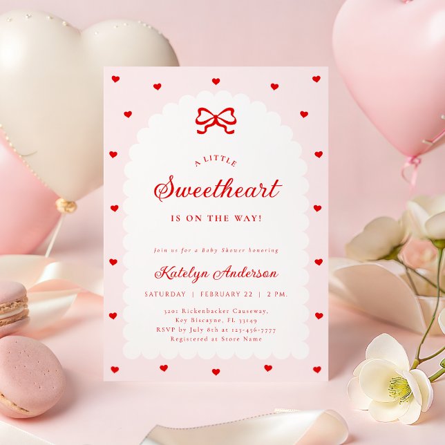 Pink Little Sweetheart Bow Baby Shower Invitation (Creator Uploaded)