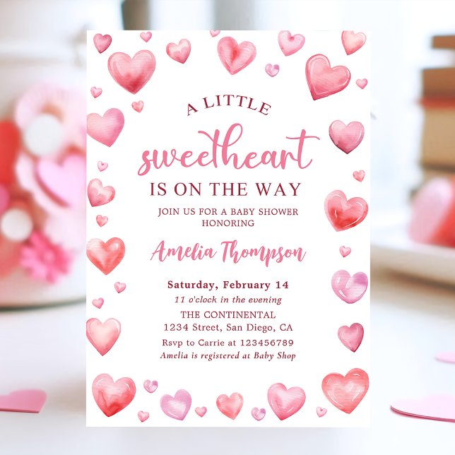 Pink Little Sweetheart Valentines Baby Shower Invitation (Creator Uploaded)