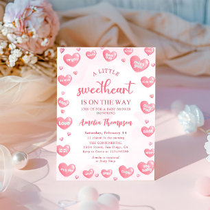 Pink Little Sweetheart Valentines Baby Shower Invitation
