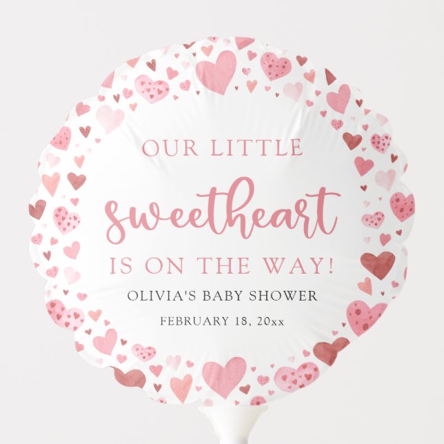 Pink Little Sweetheart Valentine's Day Baby Shower Balloon (Front)