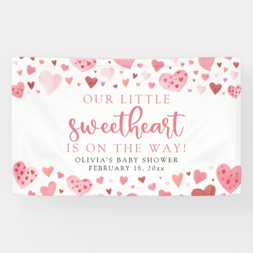 Pink Little Sweetheart Valentines Day Baby Shower Banner