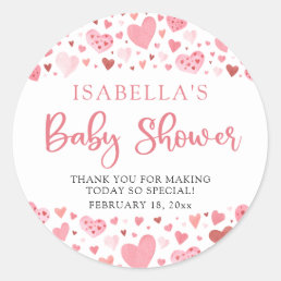 Pink Little Sweetheart Valentine&#39;s Day Baby Shower Classic Round Sticker