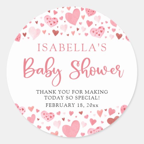 Pink Little Sweetheart Valentines Day Baby Shower Classic Round Sticker