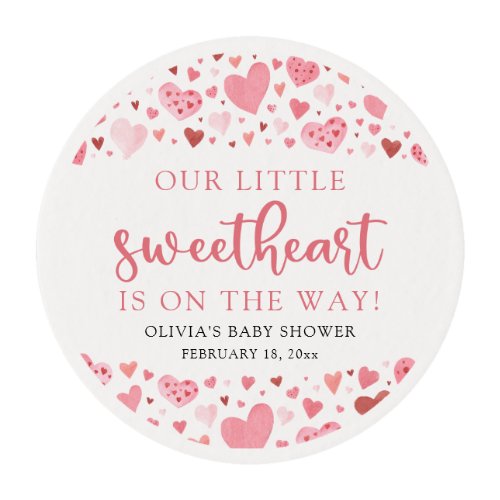 Pink Little Sweetheart Valentines Day Baby Shower Edible Frosting Rounds