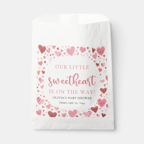 Pink Little Sweetheart Valentines Day Baby Shower Favor Bag
