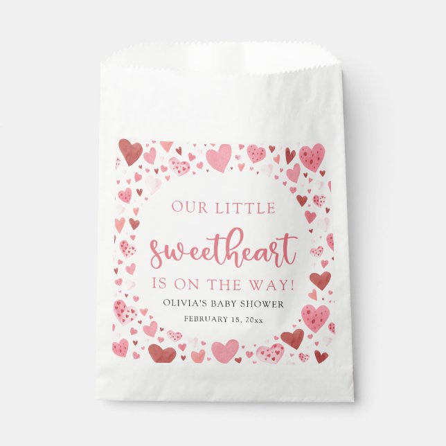 Pink Little Sweetheart Valentine's Day Baby Shower Favor Bag (Front)
