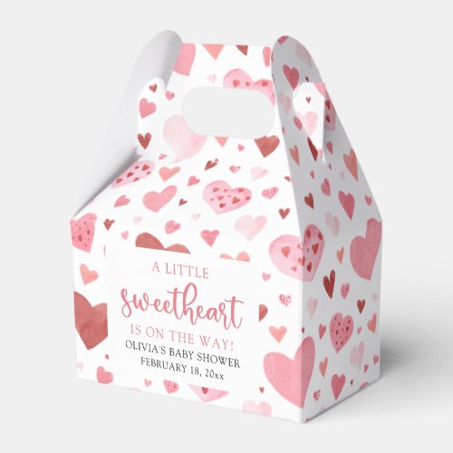 Pink Little Sweetheart Valentines Day Baby Shower Favor Boxes