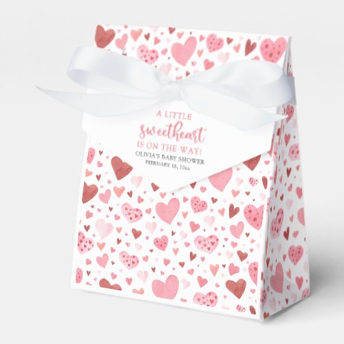 Pink Little Sweetheart Valentines Day Baby Shower Favor Boxes