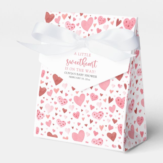 Pink Little Sweetheart Valentine's Day Baby Shower Favor Boxes (Front Side)