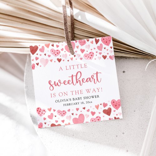 Pink Little Sweetheart Valentines Day Baby Shower Favor Tags