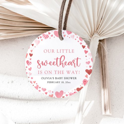 Pink Little Sweetheart Valentines Day Baby Shower Favor Tags