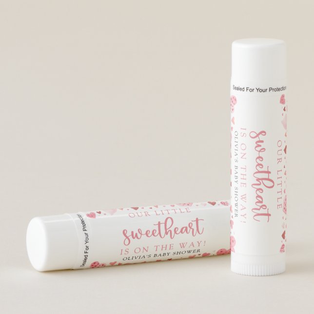 Pink Little Sweetheart Valentine's Day Baby Shower Lip Balm (Front)