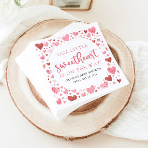 Pink Little Sweetheart Valentine's Day Baby Shower Napkins