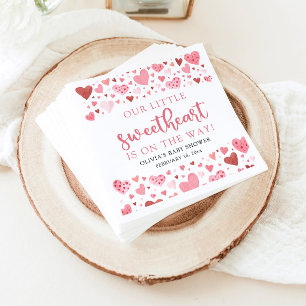 Pink Little Sweetheart Valentine's Day Baby Shower Napkins