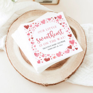 Pink Little Sweetheart Valentine's Day Baby Shower Napkins