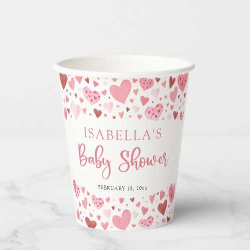 Pink Little Sweetheart Valentines Day Baby Shower Paper Cups