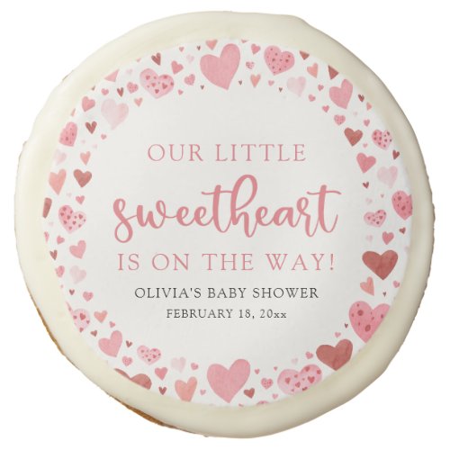 Pink Little Sweetheart Valentines Day Baby Shower Sugar Cookie