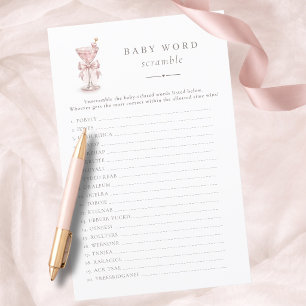 Pink Little Tini Girl Baby Shower Word Scramble