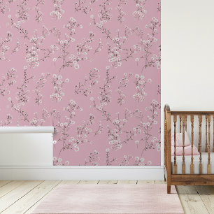 Pink Little white Flowers Floral Wallpaper