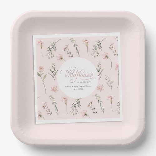 Pink Little Wildflower Baby Girl Shower Napkins