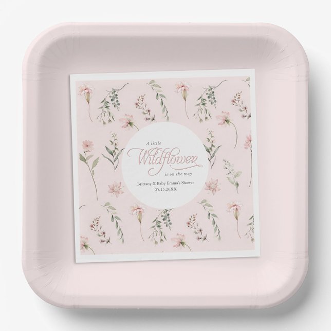 Pink Little Wildflower Baby Girl Shower Napkins (Creator Uploaded)