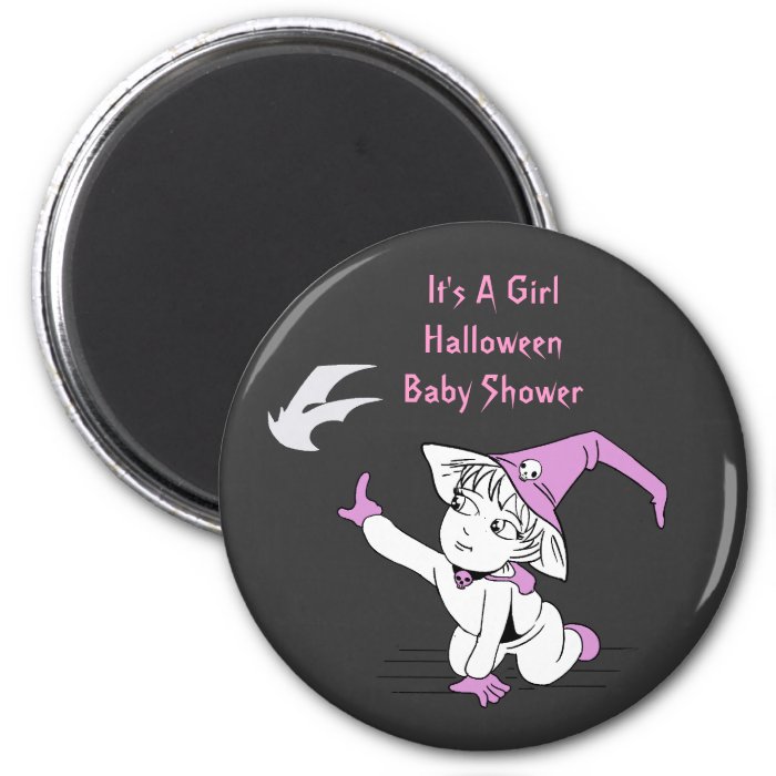 Pink Little Witch Baby Shower Favor Magnets