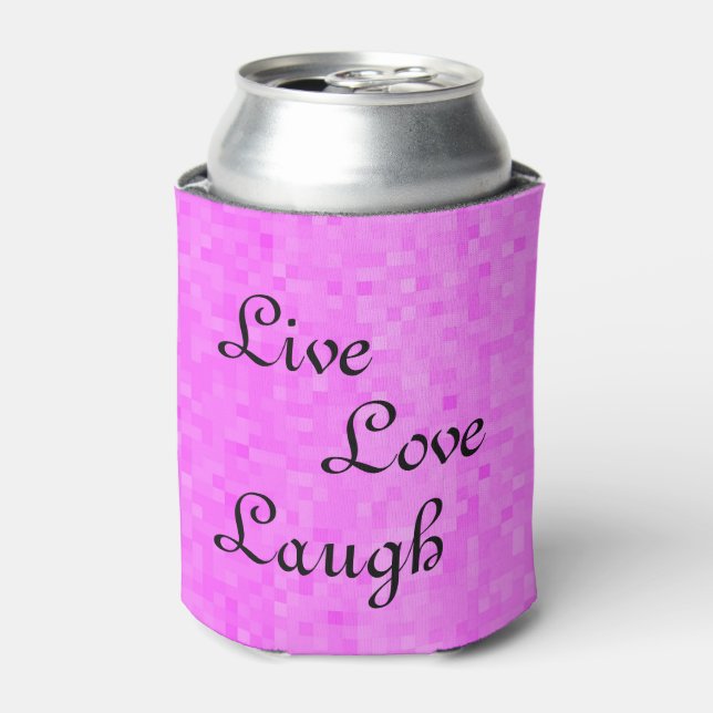 Pink Live Love Laugh Stubby Holder, Can Cooler (Can Front)