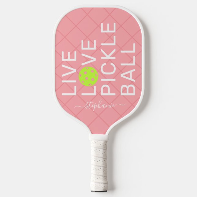 Pink Live Love Pickleball Personalized  Pickleball Paddle (Front)