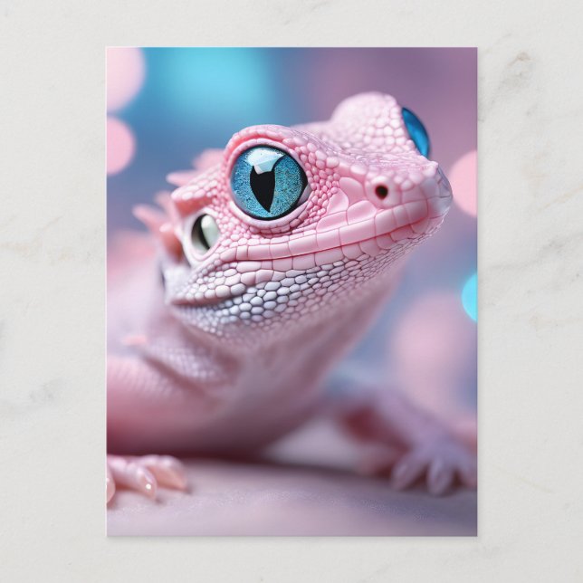 Pink Lizard  Holiday Postcard (Front)