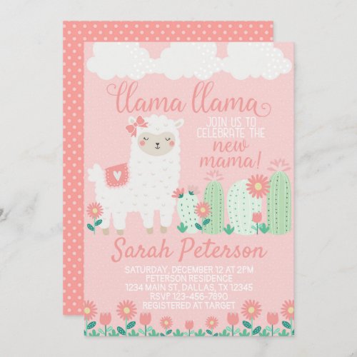 Pink Llama Baby Shower Invitation Invite