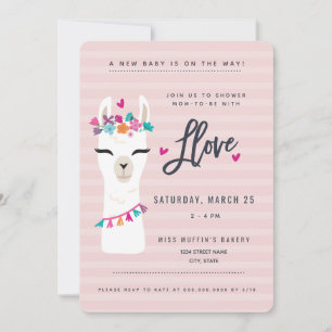 Pink LLama baby shower Invitation // llama love