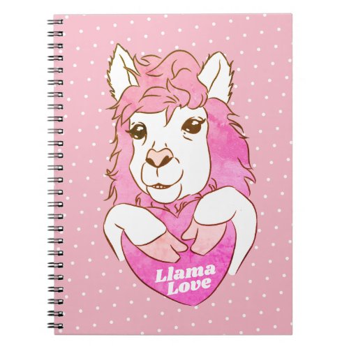 Pink Llama Love  Polka Dots Notebook