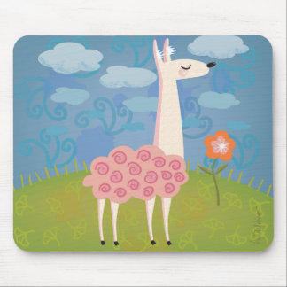 Pink Llama on Hilltop Mousepad