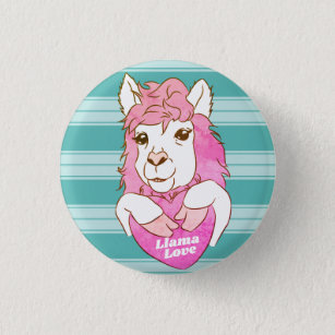 Pink Llama Sketch Llama Love Button