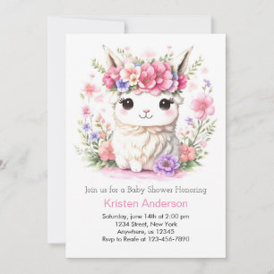 Pink Llama Whimsical Adventure Girl Baby Shower Invitation