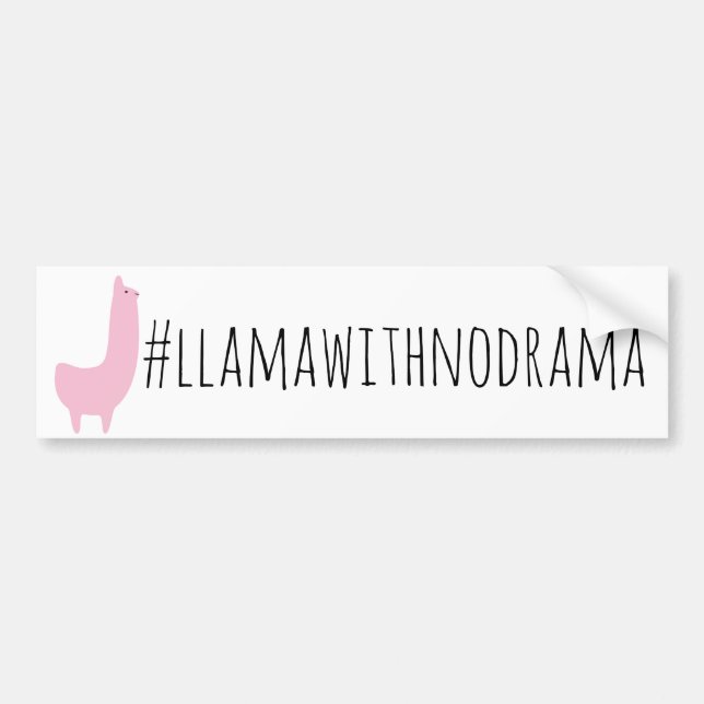 Pink Llama With No Drama Bumper Sticker (Front)