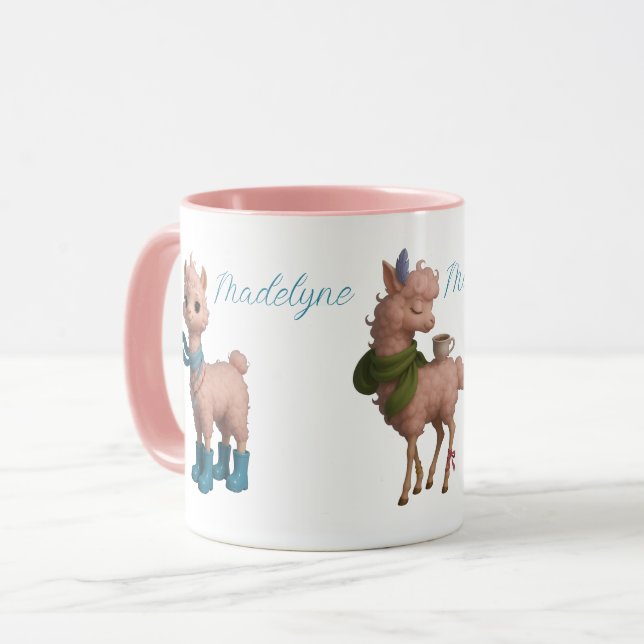 Pink Llamas Personalized Mug (Front Left)