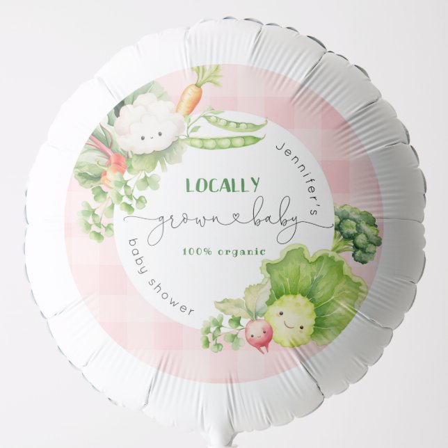 Pink Locally grown baby Farmers market baby shower Balloon (Front)