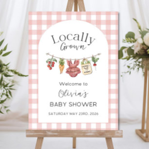 Pink Locally Grown Baby Girl Shower Welcome Sign:  Foam Board