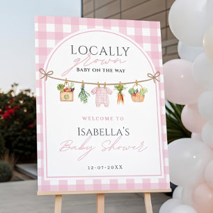 Pink Locally Grown Baby Shower Welcome Sign, Farme Foam Board